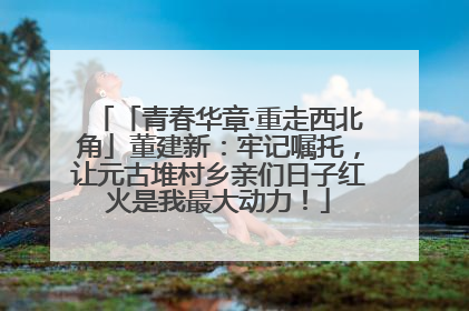 「青春华章·重走西北角」董建新：牢记嘱托，让元古堆村乡亲们日子红火是我最大动力！
