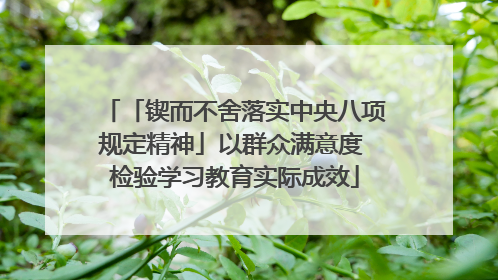 「锲而不舍落实中央八项规定精神」以群众满意度 检验学习教育实际成效