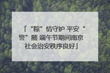 “粽”情守护 平安“警”随 端午节期间南京社会治安秩序良好