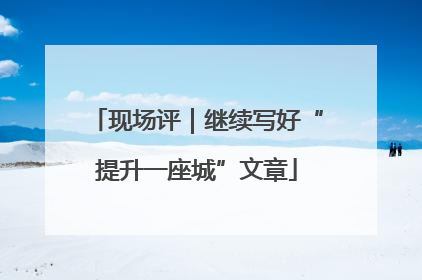 现场评｜继续写好“提升一座城”文章
