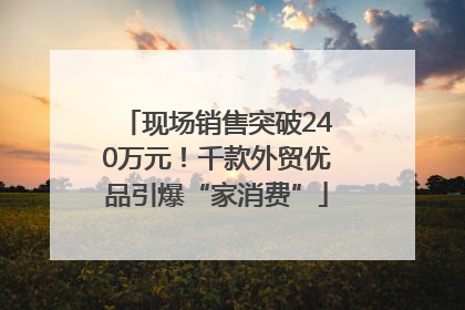 现场销售突破240万元！千款外贸优品引爆“家消费”