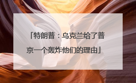 特朗普：乌克兰给了普京一个轰炸他们的理由