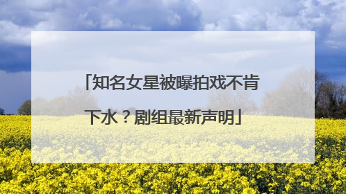 知名女星被曝拍戏不肯下水？剧组最新声明