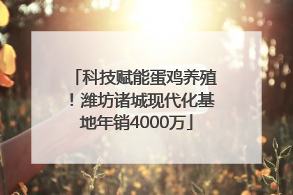 科技赋能蛋鸡养殖！潍坊诸城现代化基地年销4000万