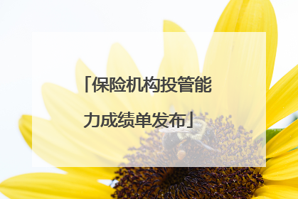 保险机构投管能力成绩单发布