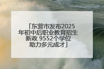 东营市发布2025年初中后职业教育招生新政 9552个学位助力多元成才