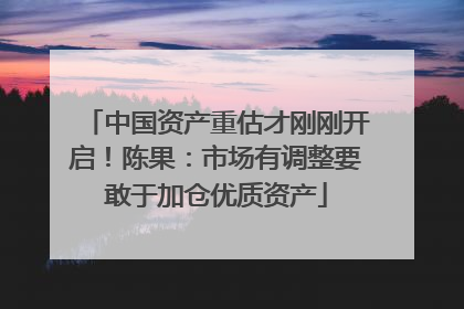中国资产重估才刚刚开启！陈果：市场有调整要敢于加仓优质资产