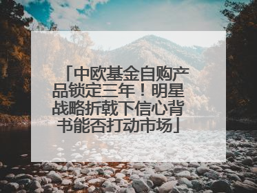 中欧基金自购产品锁定三年！明星战略折戟下信心背书能否打动市场