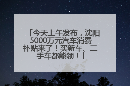 今天上午发布,沈阳5000万元汽车消费补贴来了!买新车、二手车都能领!
