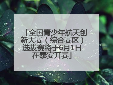 全国青少年航天创新大赛（综合赛区）选拔赛将于6月1日在泰安开赛
