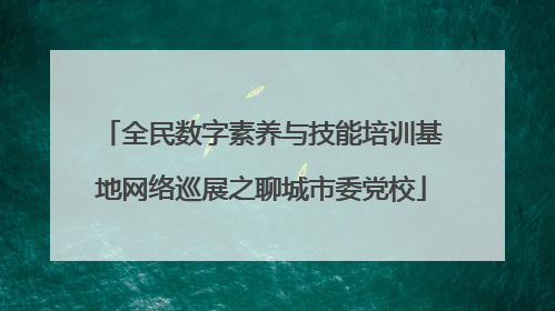 全民数字素养与技能培训基地网络巡展之聊城市委党校