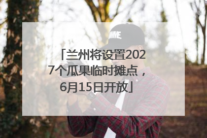 兰州将设置2027个瓜果临时摊点，6月15日开放