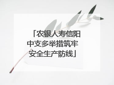 农银人寿信阳中支多举措筑牢安全生产防线