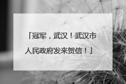 冠军，武汉！武汉市人民政府发来贺信！