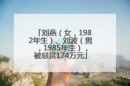刘燕（女，1982年生）、刘波（男，1985年生），被悬赏174万元