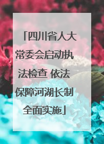 四川省人大常委会启动执法检查 依法保障河湖长制全面实施