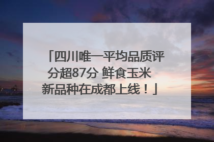 四川唯一平均品质评分超87分 鲜食玉米新品种在成都上线！