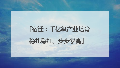 宿迁：千亿级产业培育稳扎稳打、步步攀高
