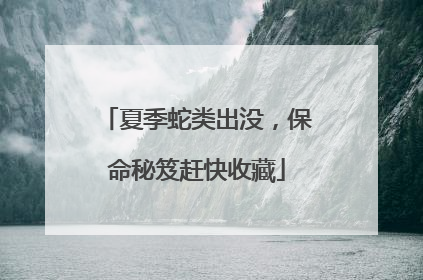 夏季蛇类出没，保命秘笈赶快收藏