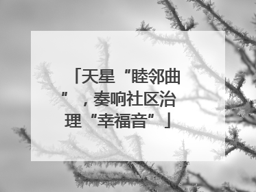 天星“睦邻曲”，奏响社区治理“幸福音”