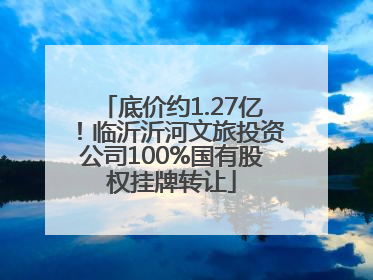 底价约1.27亿！临沂沂河文旅投资公司100%国有股权挂牌转让