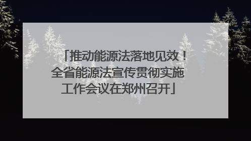 推动能源法落地见效！全省能源法宣传贯彻实施工作会议在郑州召开