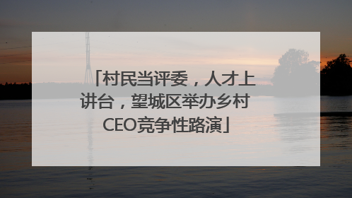 村民当评委，人才上讲台，望城区举办乡村CEO竞争性路演