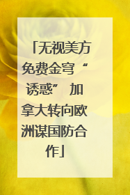 无视美方免费金穹“诱惑” 加拿大转向欧洲谋国防合作