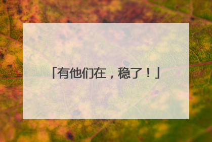 有他们在，稳了！