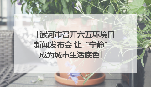 漯河市召开六五环境日新闻发布会 让“宁静”成为城市生活底色