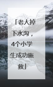 老人掉下水沟，4个小学生成功施救