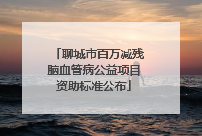 聊城市百万减残脑血管病公益项目资助标准公布