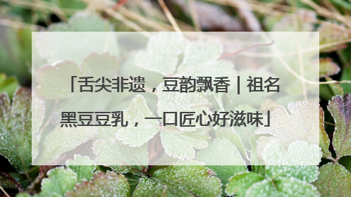 舌尖非遗，豆韵飘香｜祖名黑豆豆乳，一口匠心好滋味