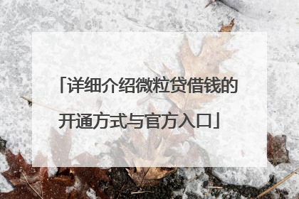详细介绍微粒贷借钱的开通方式与官方入口