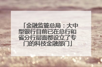金融监管总局：大中型银行目前已在总行和省分行层面都设立了专门的科技金融部门