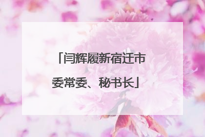 闫辉履新宿迁市委常委、秘书长