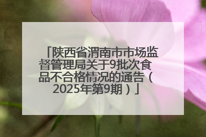 陕西省渭南市市场监督管理局关于9批次食品不合格情况的通告（2025年第9期）
