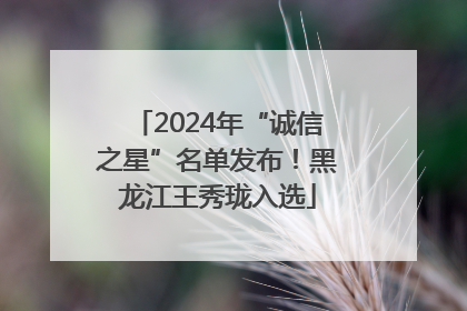 2024年“诚信之星”名单发布！黑龙江王秀珑入选